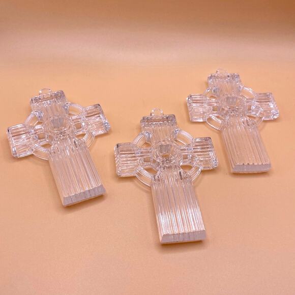 Vintage Waterford Marquis Crystal Cross Christmas Ornaments Set of 3 - Picture 4 of 8
